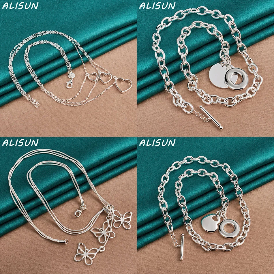 

ALISUN 925 Sterling Silver 45cm Necklace For Women Men Anniversary Gift Popular Wild Fashion Romantic Jewelry