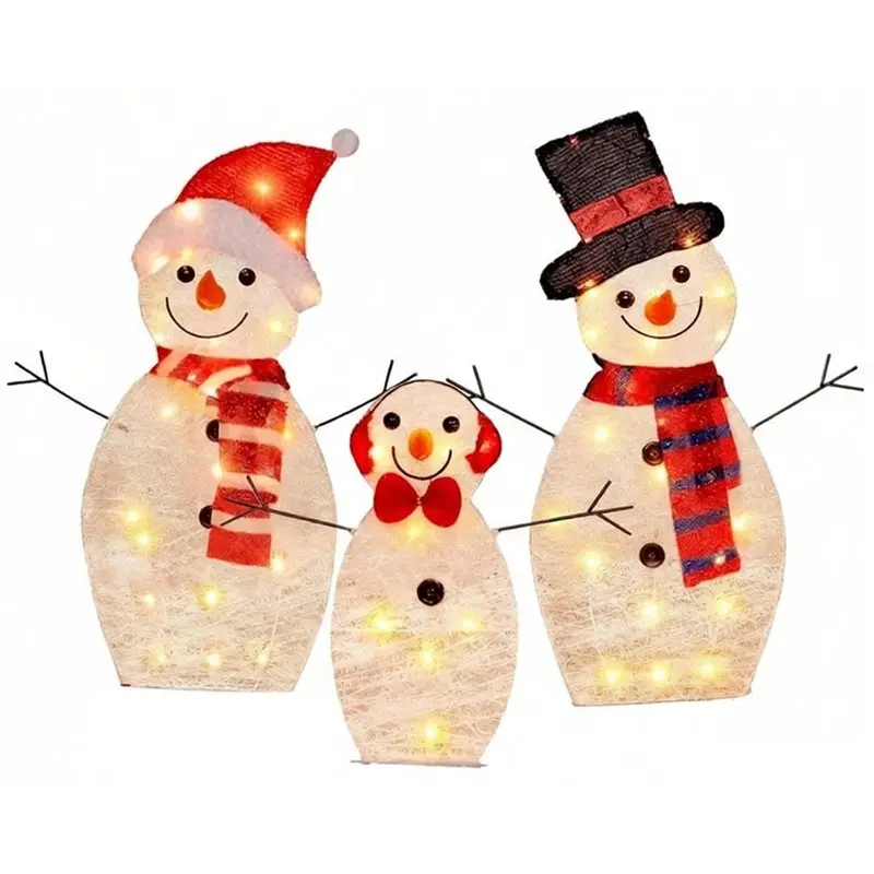 attwo-クリスマスデコレーション用のライト付き雪だるま、クリスマスヤードデコレーション、ライトアップ雪だるま、クリスマスホリデーライト付きヤードd用
