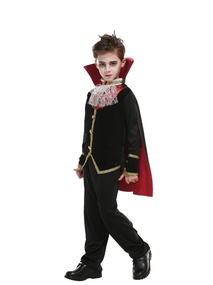 Disfraces familiares de Halloween, trajes de Cosplay de vampiro Drácula con capas de vampiro, Cosplay de fiesta para niños, ropa de bruja, trajes de escenario
