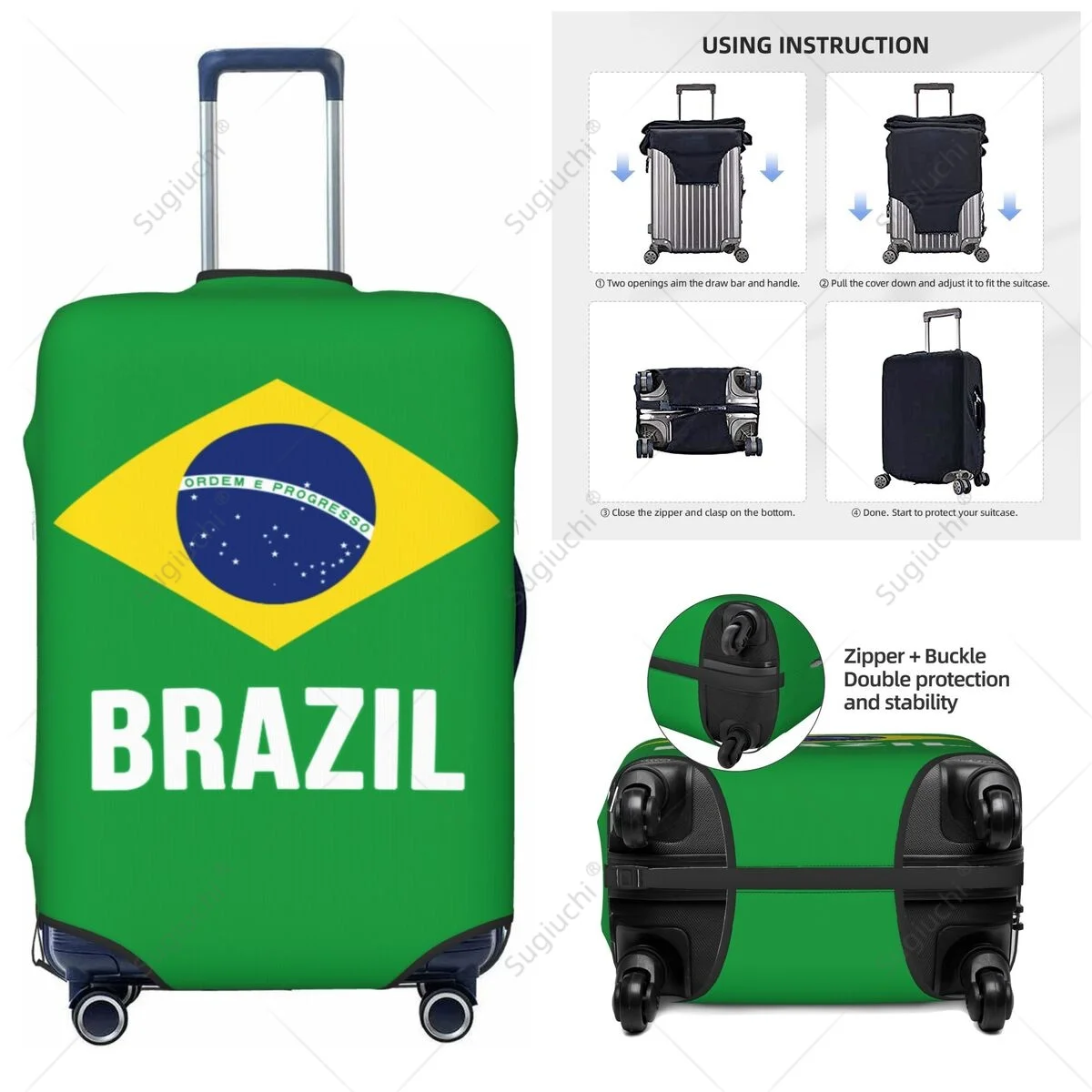 

Brazil Flag Luggage Cover Suitcase Elastic Dust Case Travel Accessories Printed Baggage Case Protective