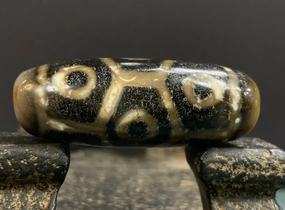 Tibetan Nepalese Himalayan Ancient agate Old Dzi Talisman 9 Eye Beads Amulet