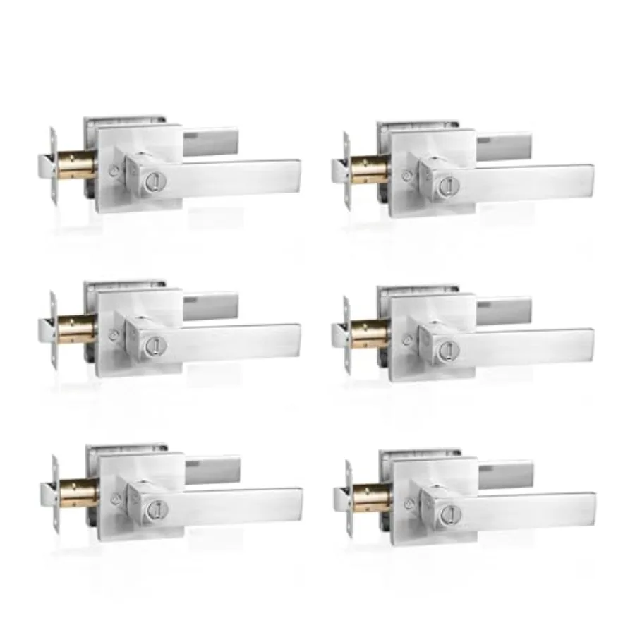 

Door Handle Heavy Duty Reversible Square Door Lever Keyless Interior Door Knob Lockset Door Lever for Bedroom, Bathroom, Rooms