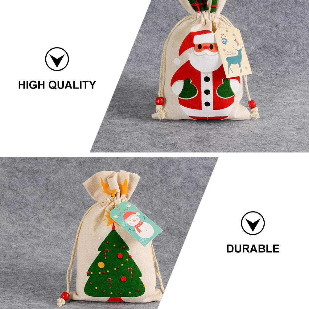 

5Pcs Candy Gift Bag Christmas Theme Storage Pouch Drawstring Bag for Small Presents Holiday Favors Christmas Packing Bags