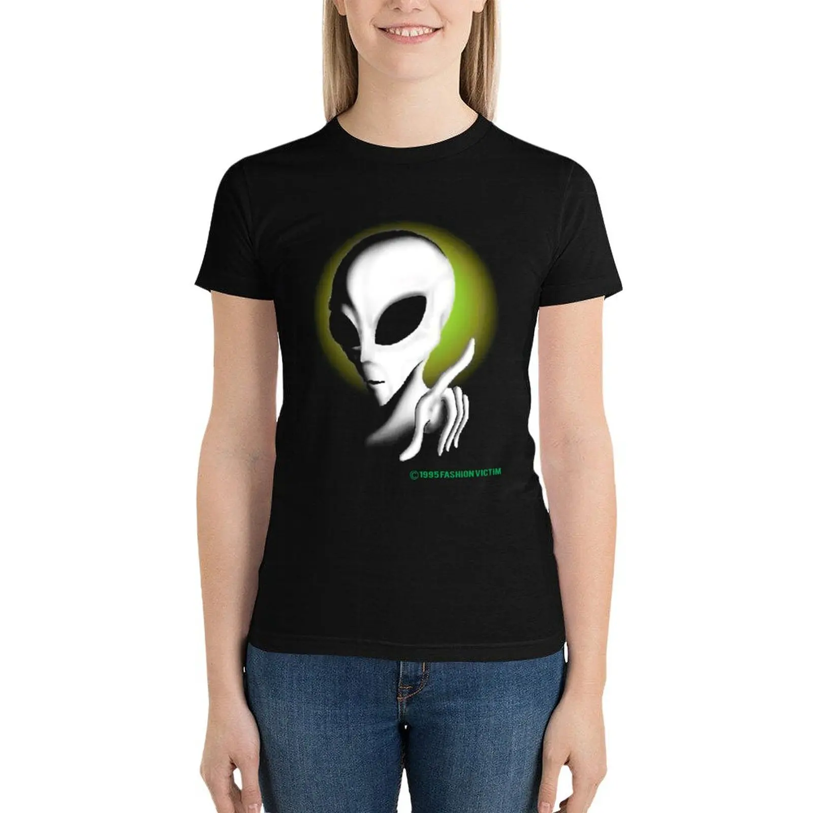 

1995 ALIEN Vintage Glow In The Dark T-Shirt lady clothes anime clothes summer clothes womans clothing