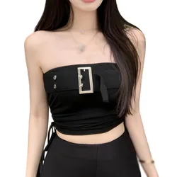 Summer Women's Crop Top Halter Lace-up Short Tube Top