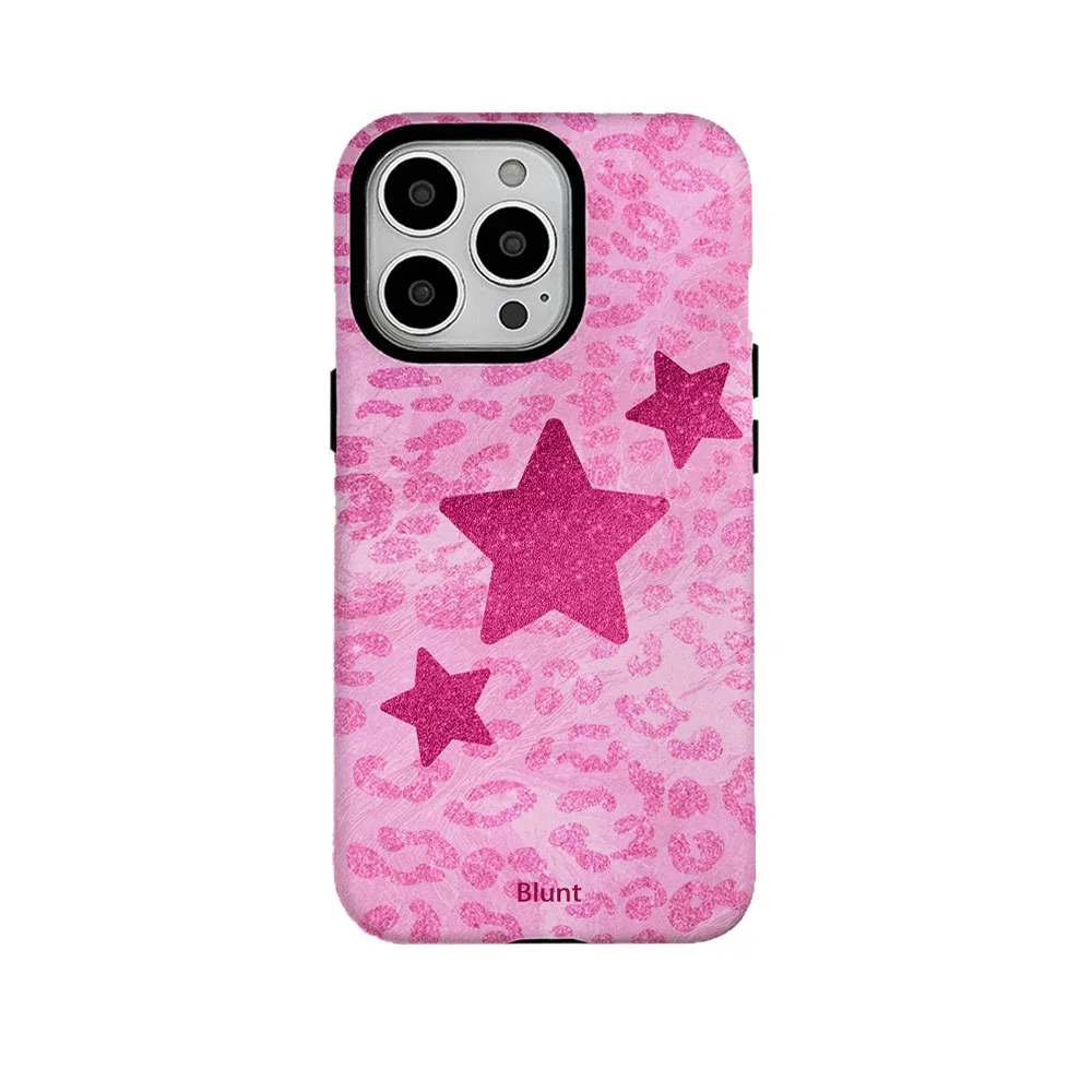 

Ins Korean Pink Sparkling Stars Case for IPHONE 16ProMax 15 14 13 12 11 PRO 16Plus X Acrylic TPU Two in One Magnetic Phone Cases
