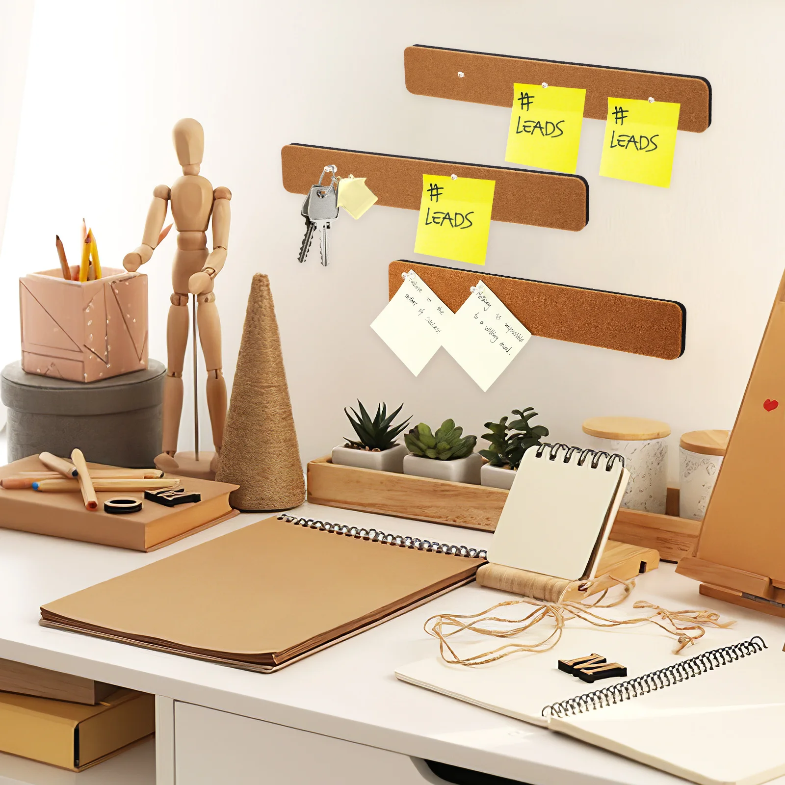 

6pcs Felt Strips With Adhesive Backing Self-Adhesive Bulletin Board For Wall Office Home Decor Tack Board Push Pin Set