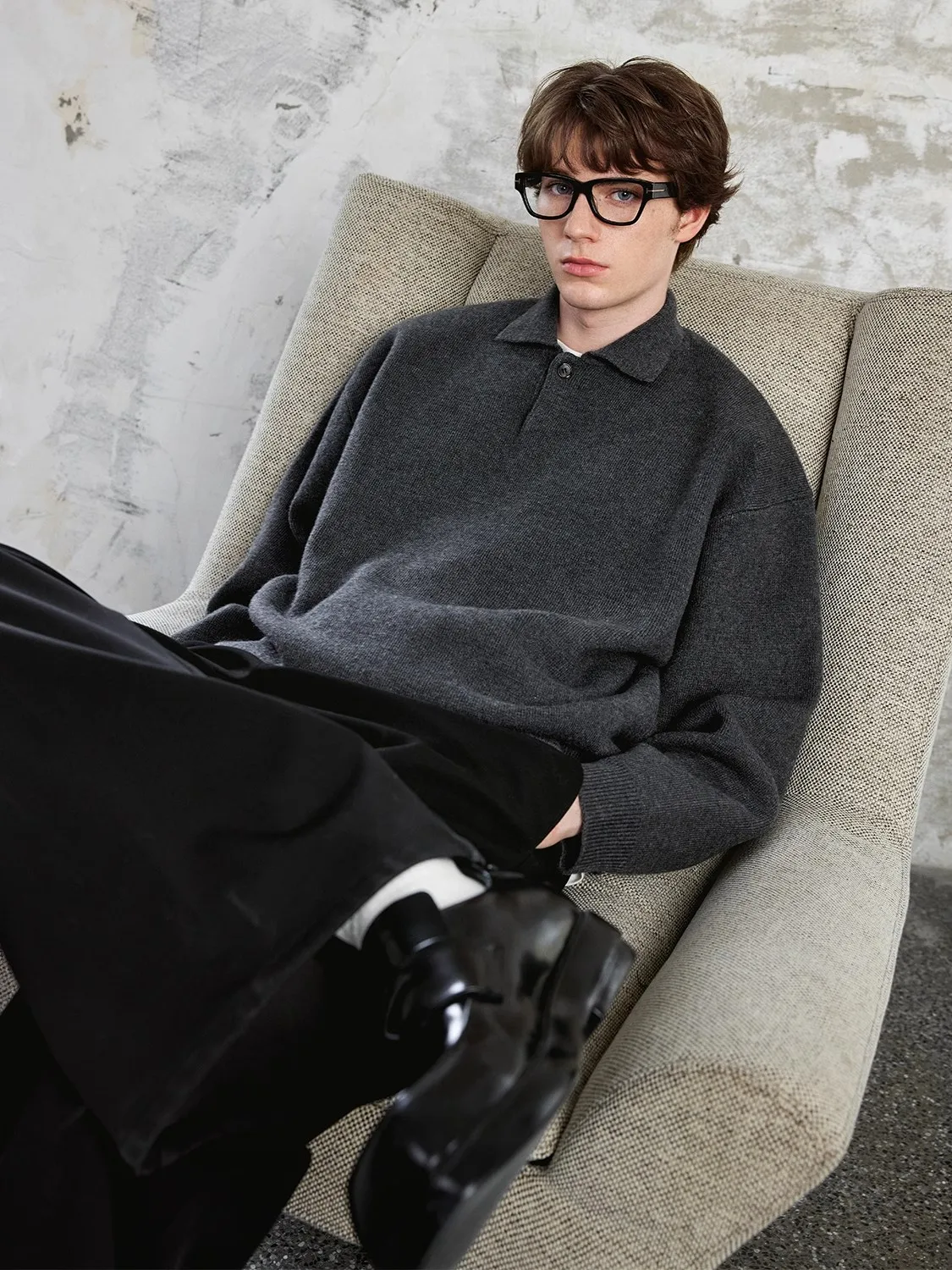 

Осень-зима Thiened свитер с высоким джинсовым воротником для мужчин и женщин, свободная вязаная верхняя одежда, мягкая однотонная повседневная одежда