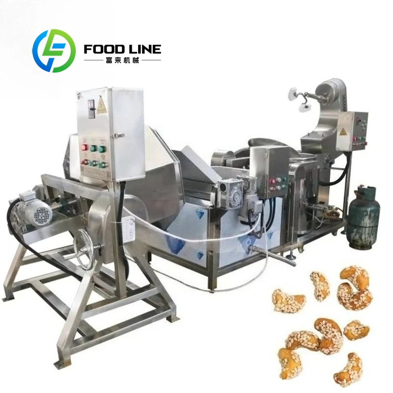 Customized Industrial Nut Sugar Coating & Frying Machine For Peanut Brittle Hazelnut Snack Food Processing Production
