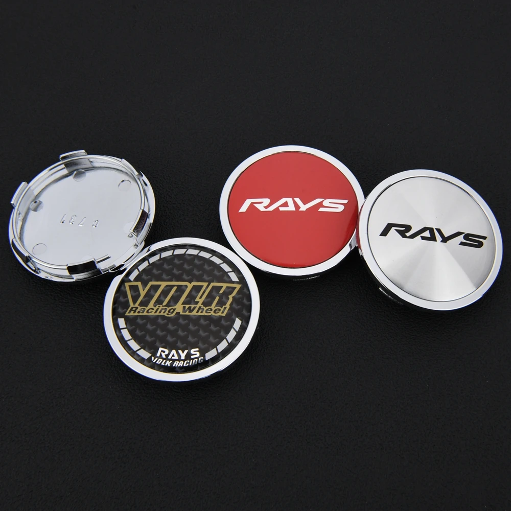 4PCS JDM Sport Wheel Cap VOLK 65mm OD & 60mm Clip RAYS Rim Caps Wheel Center Caps Car Cover Hub Cap Black & Silver & Red