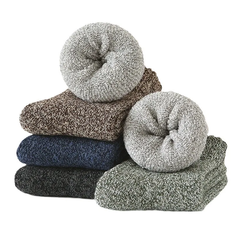 5 Pairs Solid Color Pattern Men Boys Girls Mid-Calf Cotton Socks for Men Set Winter Thermal Socks Gift for Man Fluffy Socks 2026 view 5
