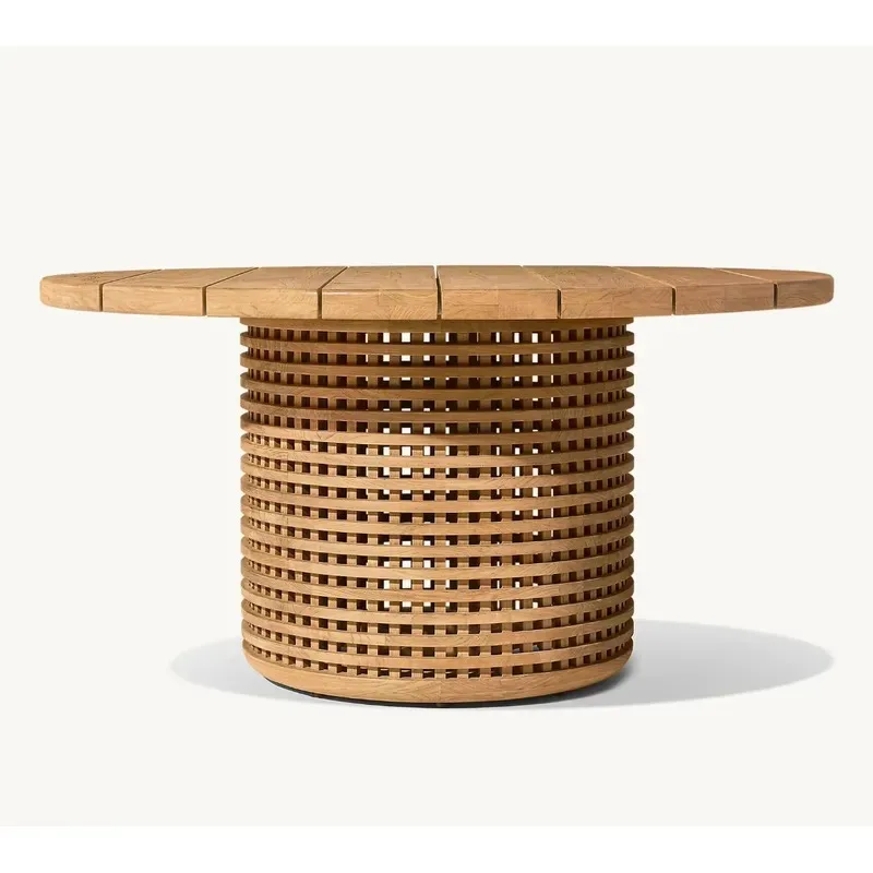 Deluxe Garden Furniture Outdoor Furniture Set Waterproof Dining Room Furniture Outdoor Solid Wood Round Dining