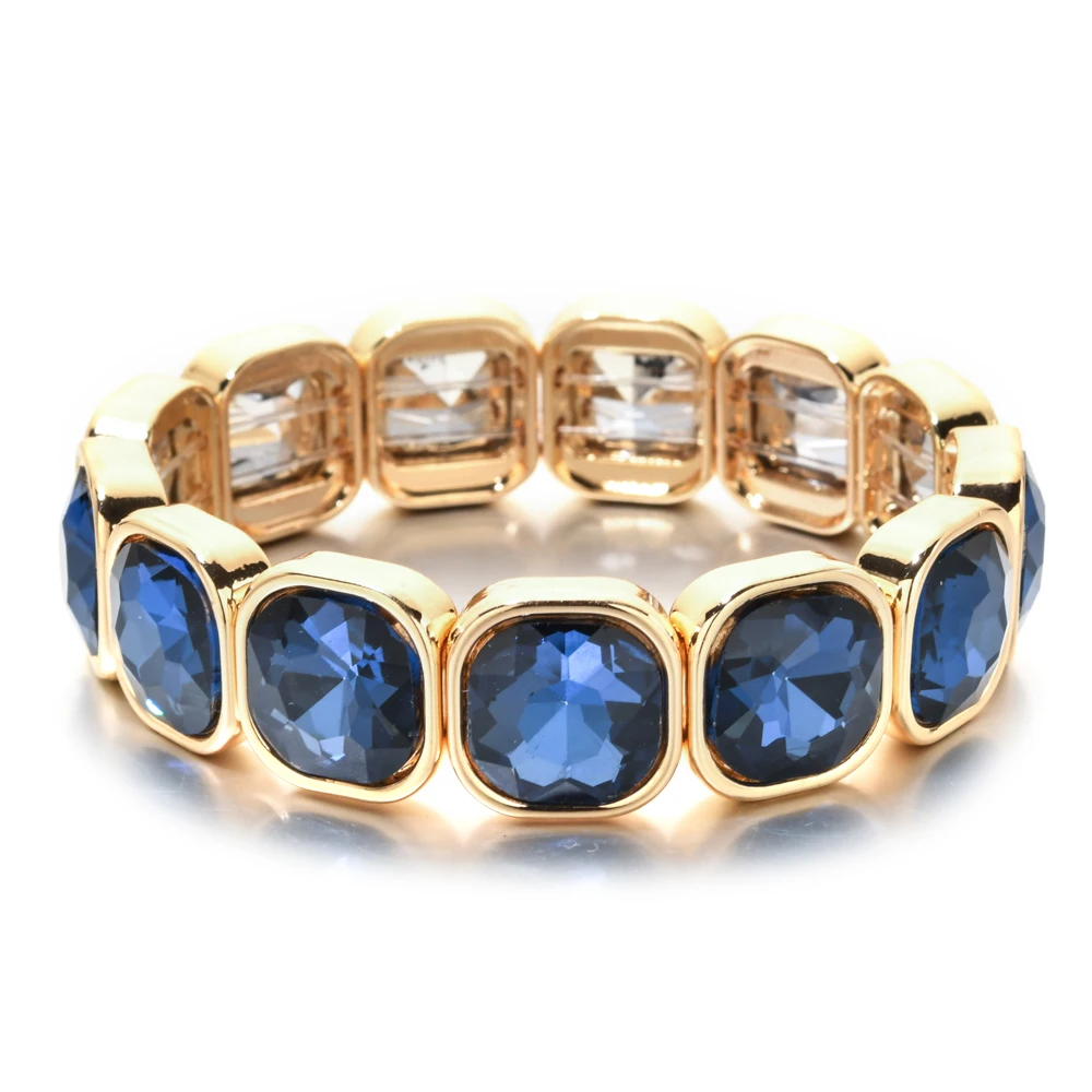 Rose Colorful Glass Crystal Elastic Bracelet Enamel Stretch Rhinestone Bangle Tile Bead Bracelet for Women Fashion Jewelry - view 6