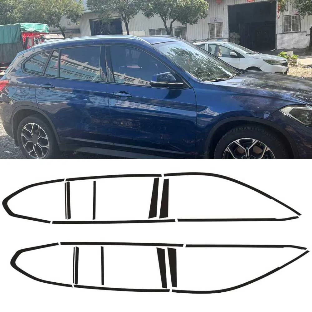 Matte/Glossy Black Chrome Delete Window Trims For BMW X1 F48 2016-2022