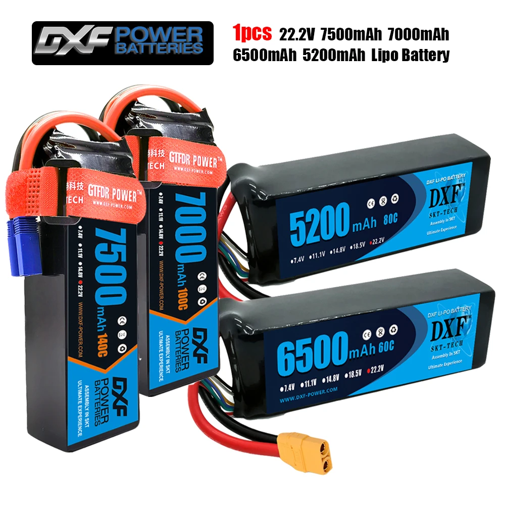 

Графеновый аккумулятор DXF 6S Lipo 22,2 в 7500 мАч 7000 мАч 6500 мАч 5200 мАч XT90 XT60 EC5 T для FPV дронов самолетов, квадрокоптеров, вертолетов