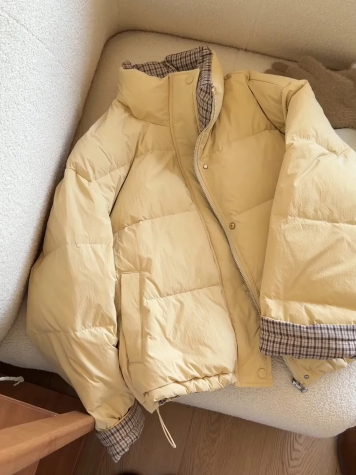 

Желтая утепленная хлопковая куртка для женщин, новая зимняя модель, прямого кроя, в корейском стиле, для повседневной носки