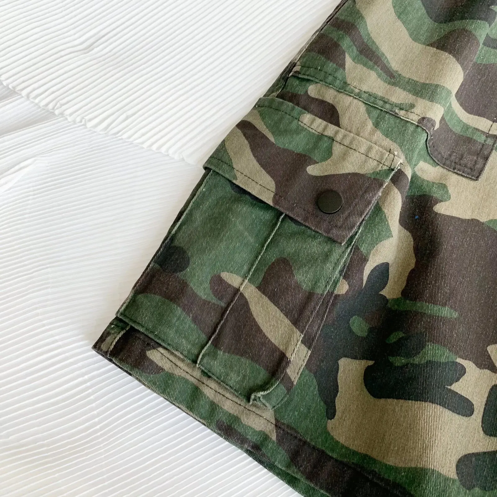 Cargo Shorts Men Casual Loose Daily Summer Drawstring Camouflage Large Pocket Knee-length Japanese Style Fashion All-match Chic