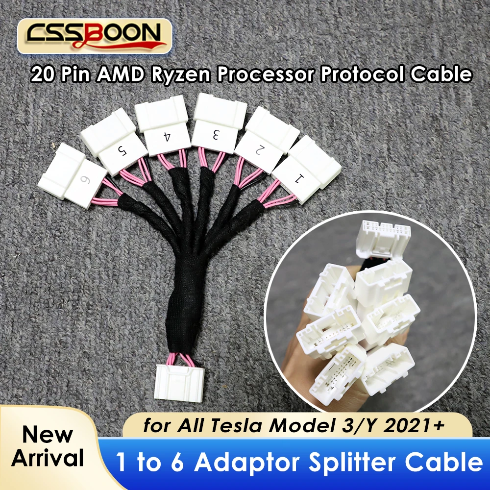 

CSSBOON Адаптер-разъем для проводки на A-стойке автомобиля, для Tesla Model 3 Y, кабель для чтения и расширения данных AMD INTEL 6-в-1