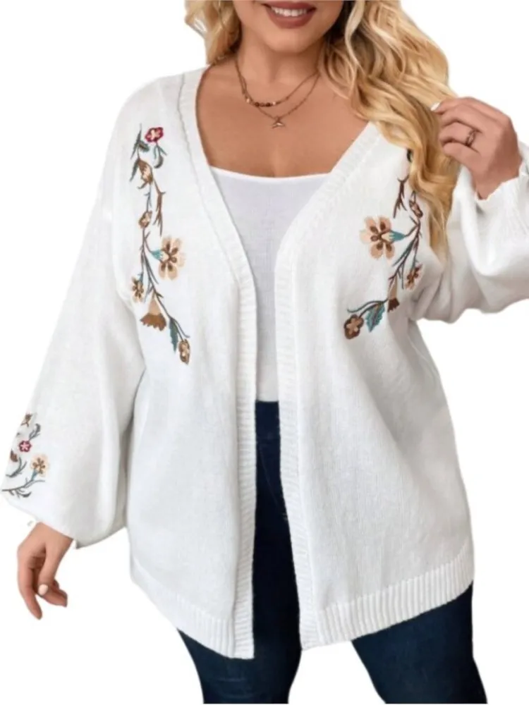 المرأة حجم كبير XL-3XL عادية الخامس الرقبة طويلة الأكمام الحياكة سترة سترة فضفاضة الرياضة في الهواء الطلق ملابس النساء المتضخم