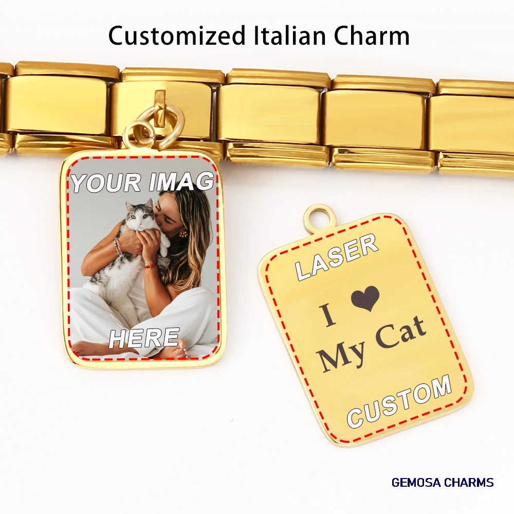 2026 تصميم مربع قلادة مخصصة الليزر والصورة مخصص الإيطالية سحر ربط صالح 9 مللي متر سوار مجوهرات هدايا #3