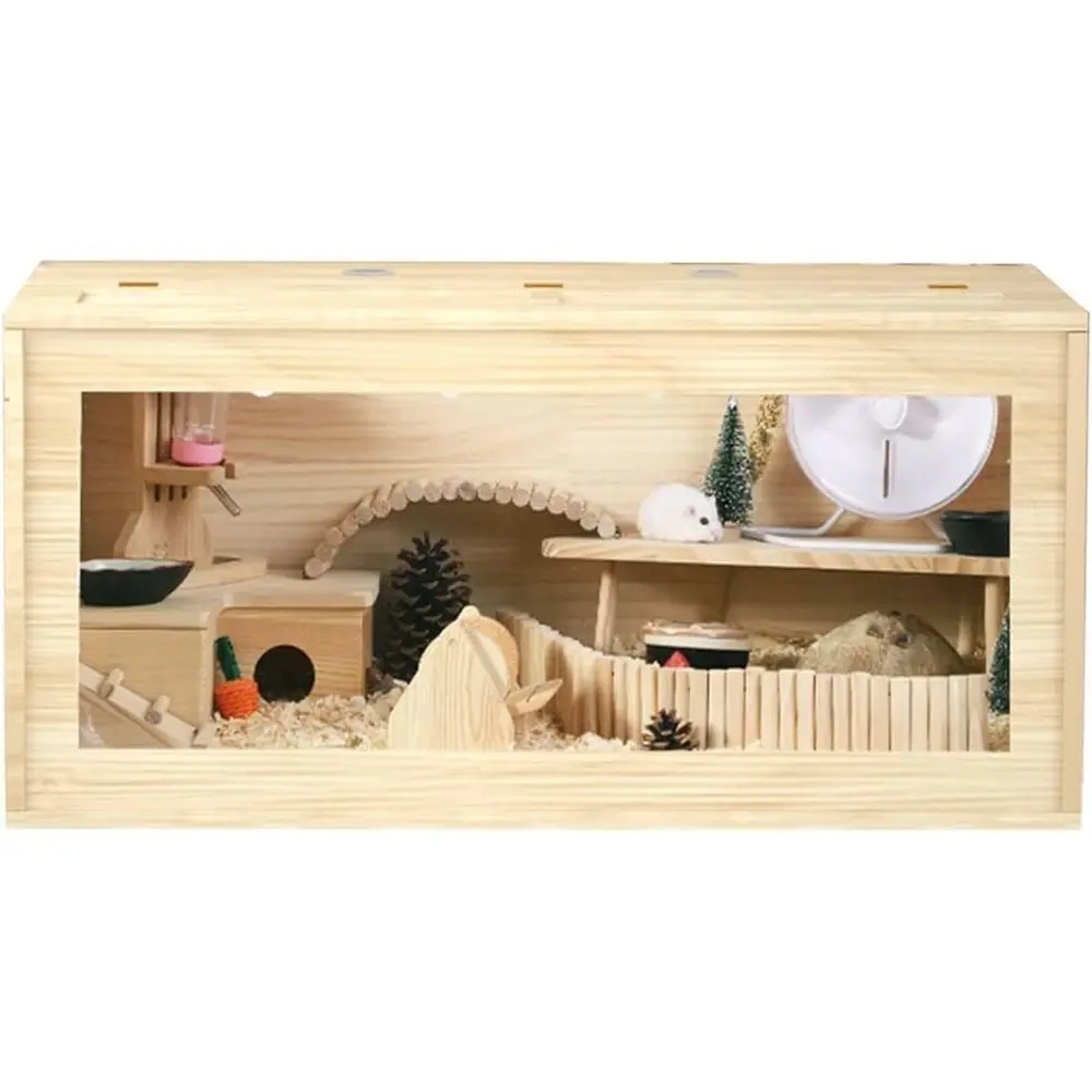 

Large View Pet Habitat for Small Animals, Wooden Cage & Terrarium for Hamsters & Reptiles