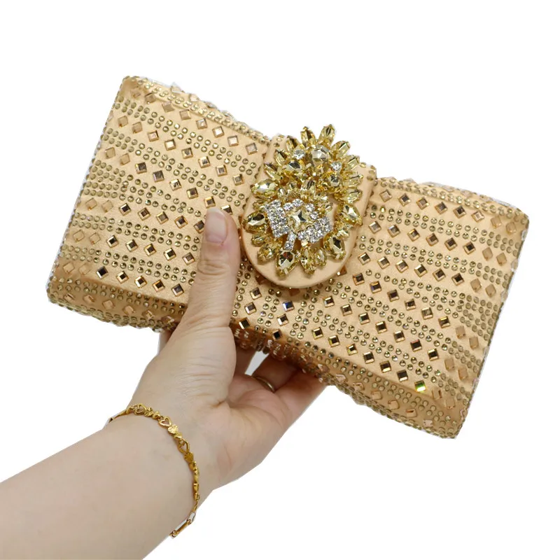 Nữ Dự Tiệc Clutch Túi Đựng Cao Cấp Hình Nơ Màu Xanh Hoàng Gia Xách Túi Buổi Tối