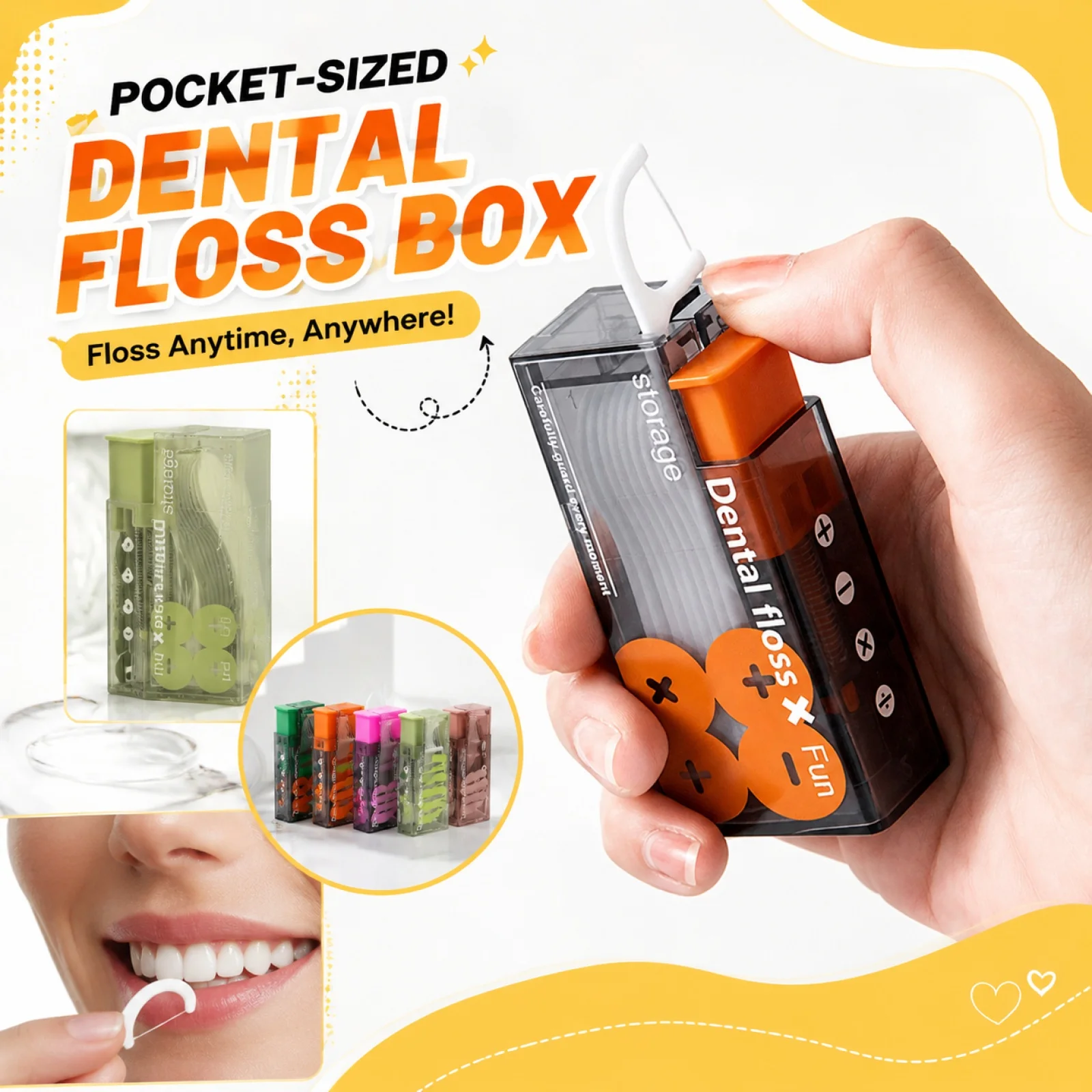 Étui portable pour fil dentaire (contient dix cure-dents à fil dentaire), Organisateur de fil dentaire à ouverture facile, Boîte de rangement en plastique pour cure-dents à fil dentaire