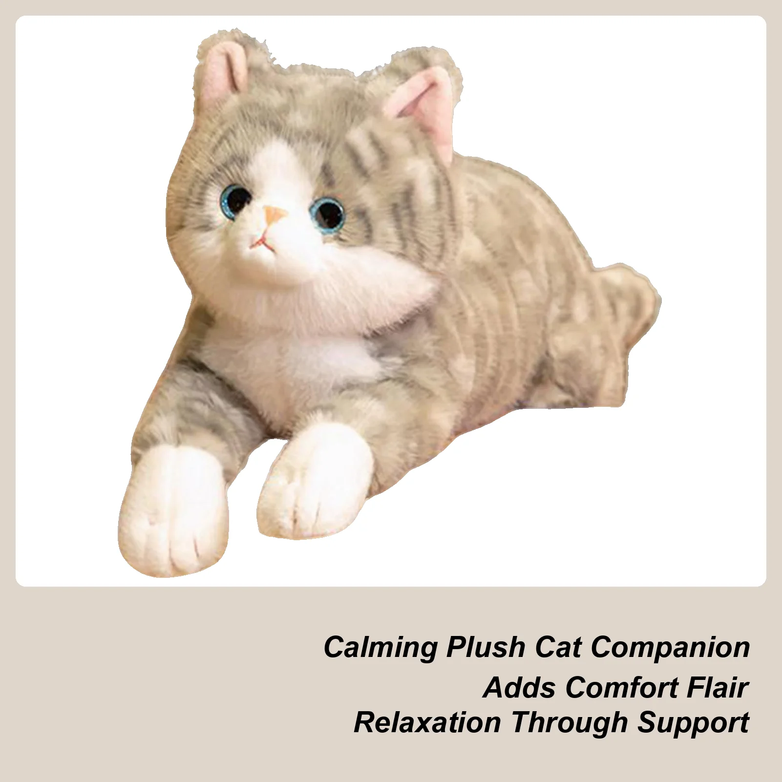 

Stuffed Cat Plush 19.6in Soft Toy Doll Cushion Realistic Lying Pose Plush Kitten For Kids Girls Birthday Adult Stess Relief