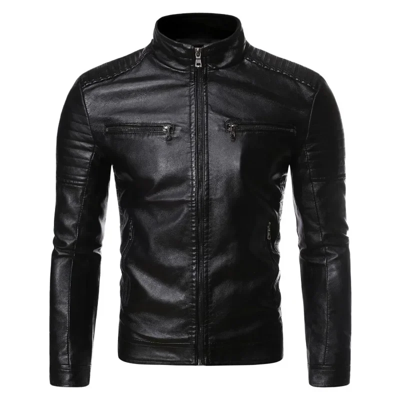 

Heavyweight Men's Leather Jacket Waterproof Windproof Riding Suit with Double Zipper for Motorcycle and Outdoor Activities​
