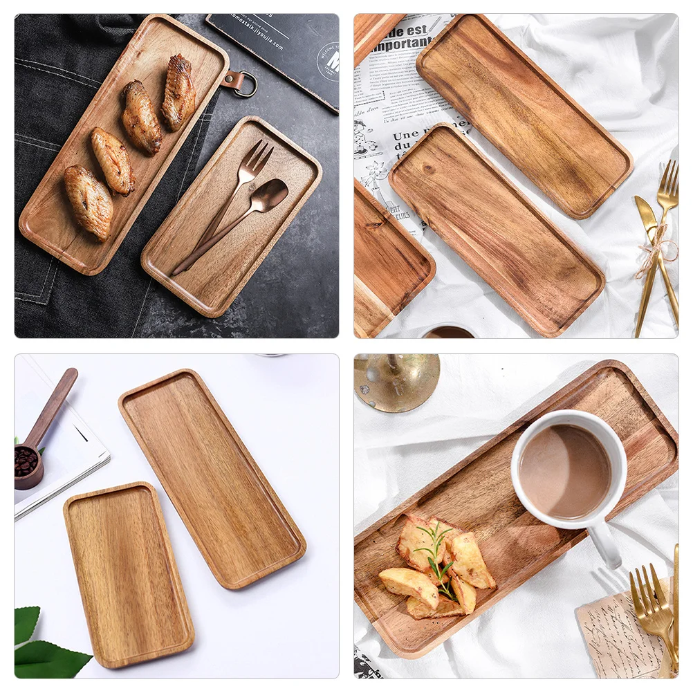 

Rectangular Wood Tray Smooth Finish Serving Tray For Breakfast Desserts Fruits Snacks Drinks Tea Coffee Appetizers Picnic