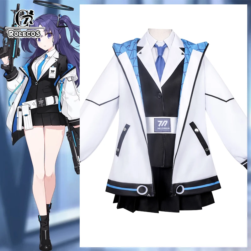 

ROLECOS Game HMS Yuuka Hayase Cosplay Costume Millennium Science School Uniform Halloween Party Role Play Outfits
