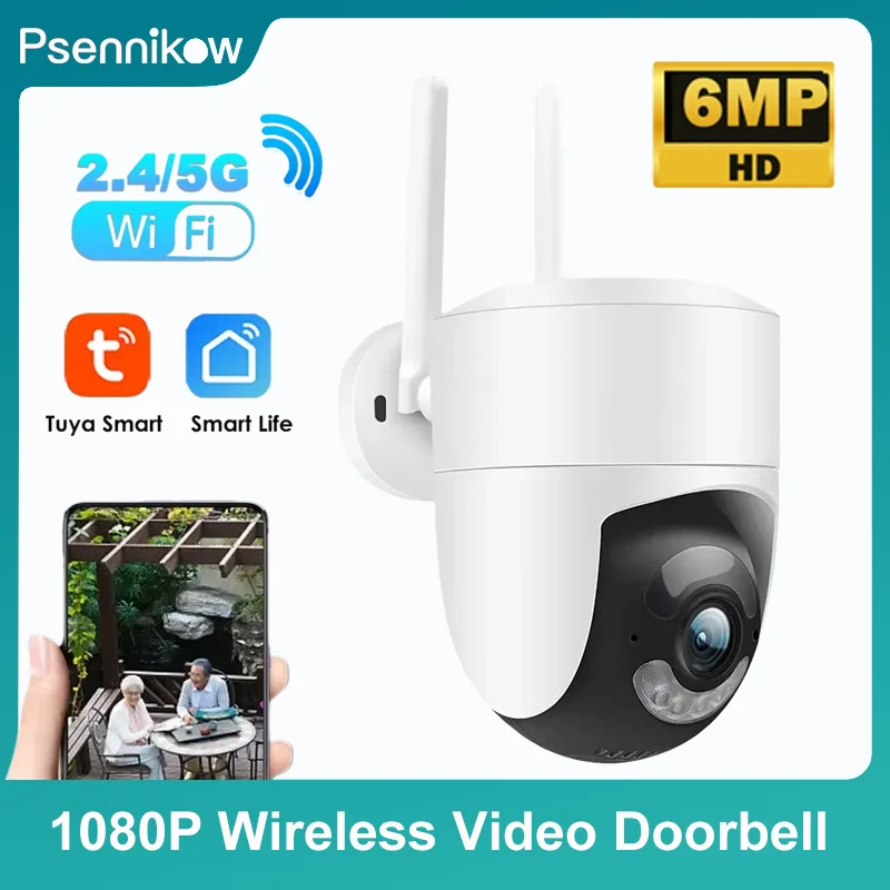 

WiFi Camera Outdoor 2.4G/5G Wifi Surveillance Camera 6MP Tuya Security Protection CCTV Smartlife Onvif Alexa Google Video Cam