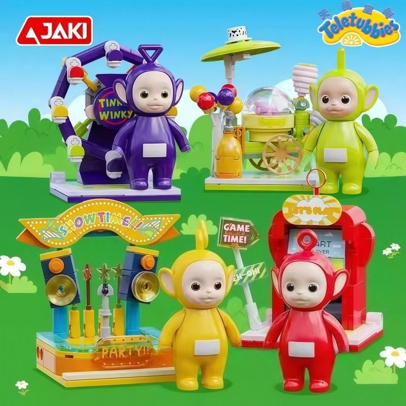Teletubbies Xiaobo Spielmaschine Zusammenbau Bausteine Kawaii Anime Cartoon Modell Sammlerstück Ornamente Kinder Weihnachtsgeschenk