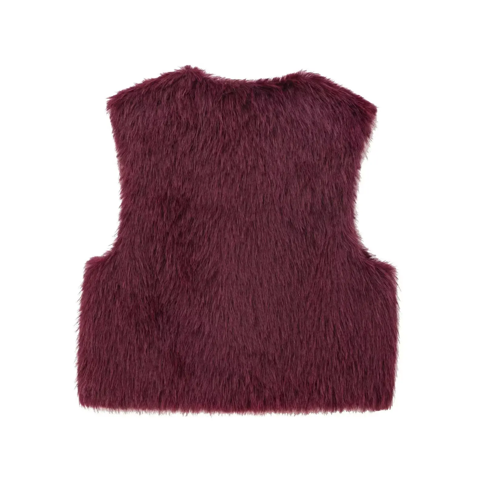 Guobioziy Women's Cardigan Vest Jacket Solid Color Coat Vest Street Style Fashion Solid Color Sleeveless Faux Fur Vest
