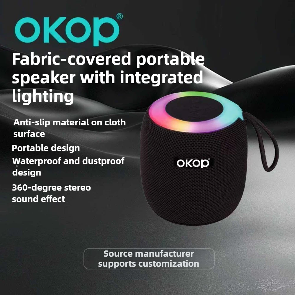 ลำโพงบลูทูธ OKOP ขนาดเล็ก, ซับวูฟเฟอร์พกพา, ลำโพง AI สำหรับใช้ในบ้านและนอกบ้าน แบตเตอรี่ใช้งานได้นาน, ลำโพงคุณภาพเสียงสูง