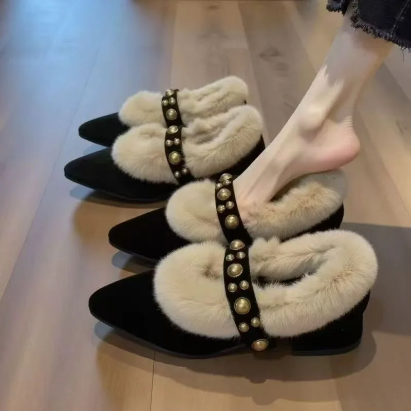 Pointed-toe Women's Fall-winter Outerwear 2026 New Style Insulated Chunky Heel Fashionable Sneakers view 4