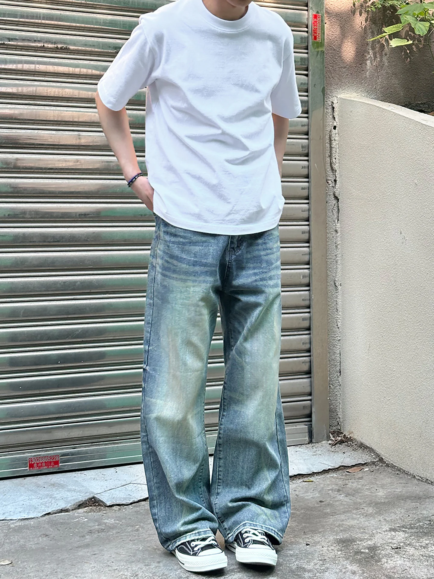 Американские джинсы в стиле ретро Cleanfit, свободные повседневные прямые длинные брюки для мужчин и женщин, джинсы из хлопка и полиэстера с завязками