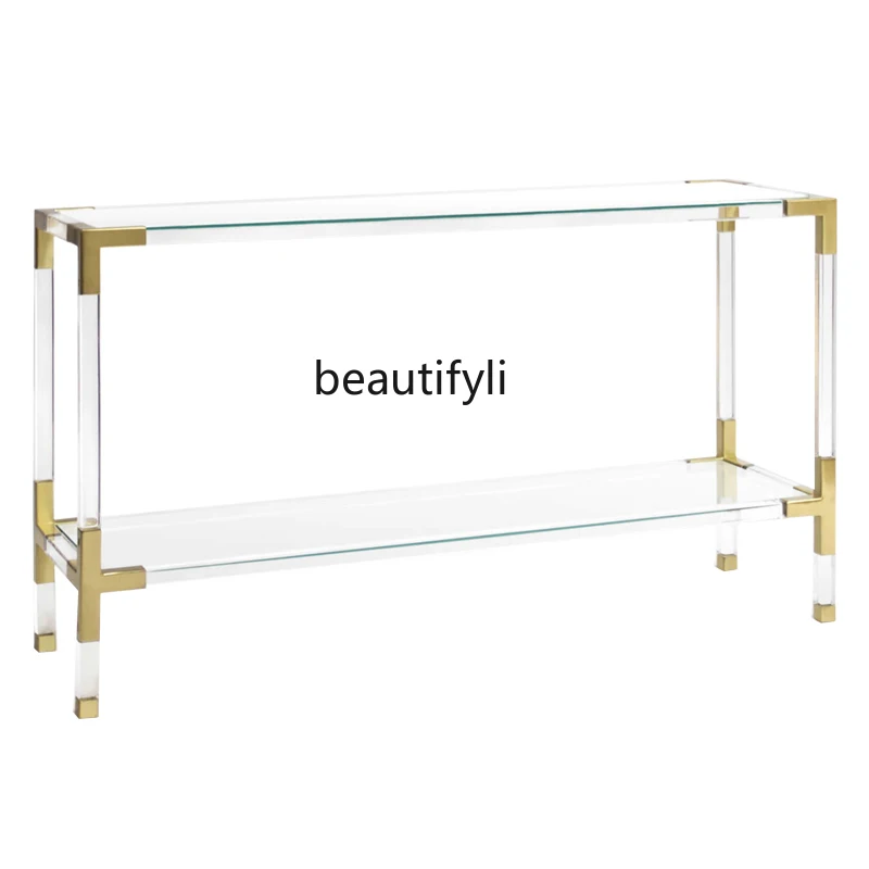 Entrance Cabinet Living Room Modern Light Luxury Acrylic Console Tables Transparent Glass Storage Side View Sets