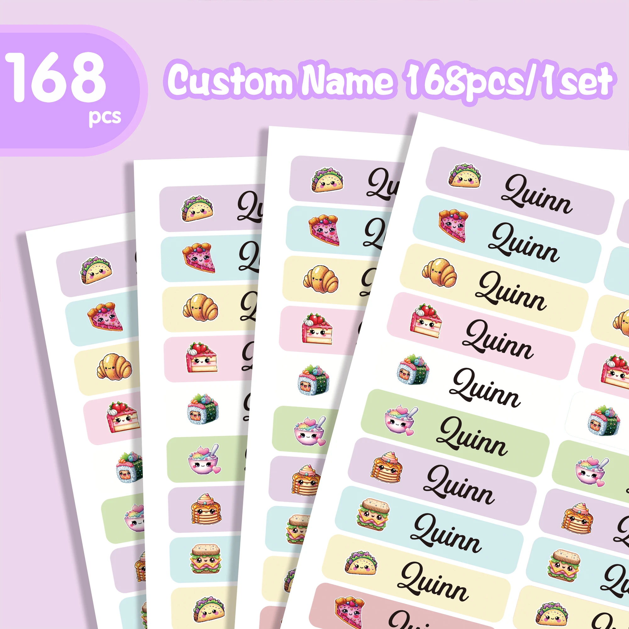 42/84/126/168pcs food Water Custom Name Stickers Cup Tag Name Tag Customized Label Textbook Stickers Perfect For School,Home