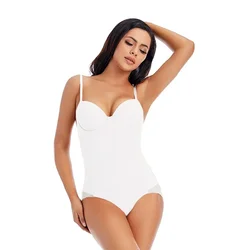 Underwire White Bodysuit Women Shapers Stretch Solid Color Silky Underwear Shapewear