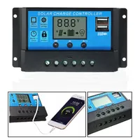 10A 20A 30A PWM Solar Charge Controller 12V/24V Solar Regulator USB 5V Panel Battery Regulator Intelligent LCD Display