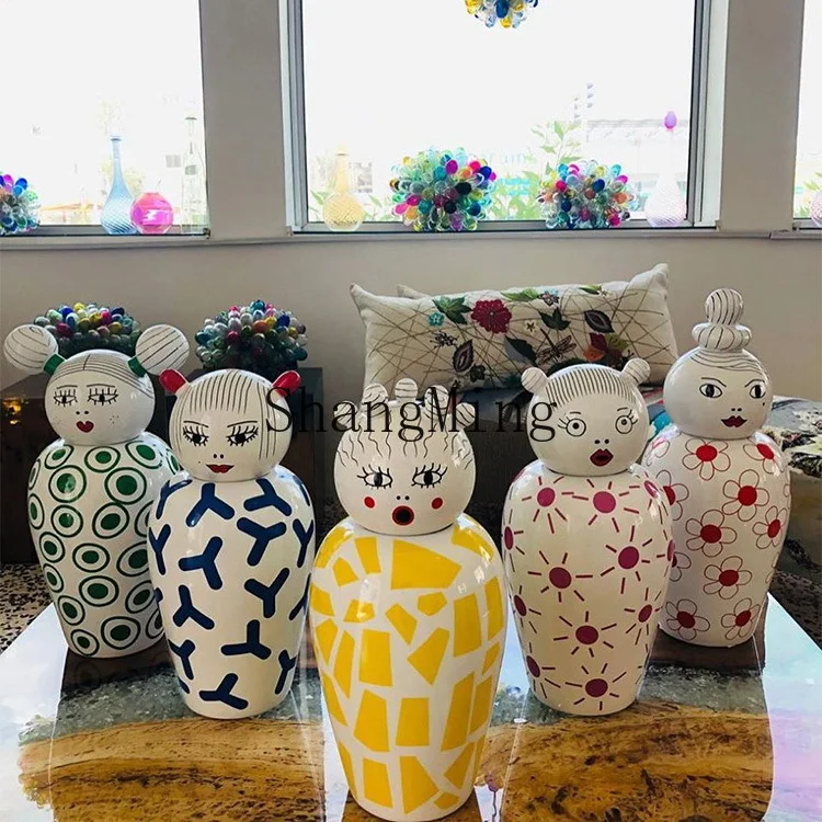 SM five continents doll vase ceramic simple creative living room bedroom desktop ornament