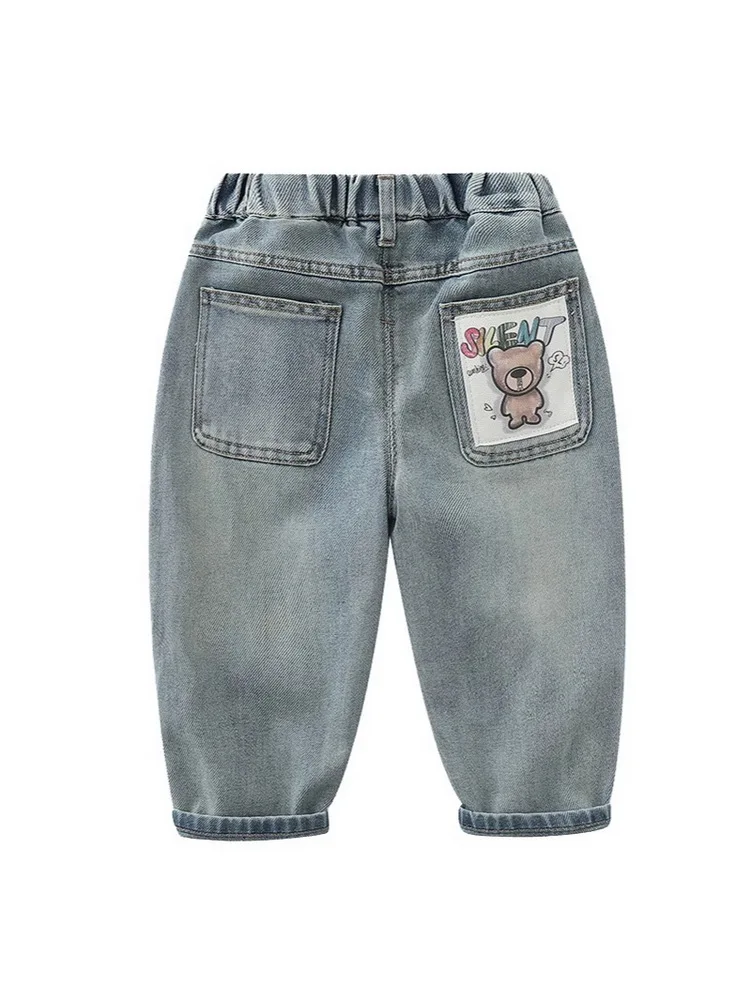 

Весенне-осенние модные джинсы для мальчиков, брюки для малышей, повседневные джинсовые джинсы для мальчиков, детские прямые брюки, детские джинсы для детей 1-6 лет