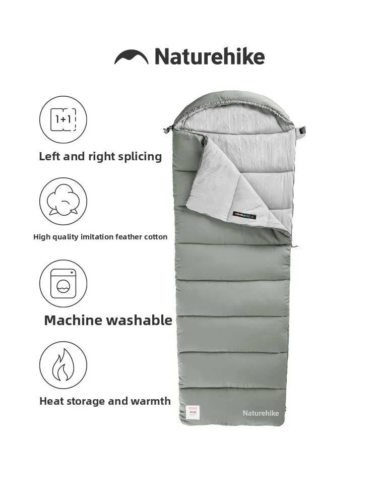 

Спальный мешок Naturehike Envelope с капюшоном, хлопковый, моющийся, для двухместной палатки, портативный, для кемпинга