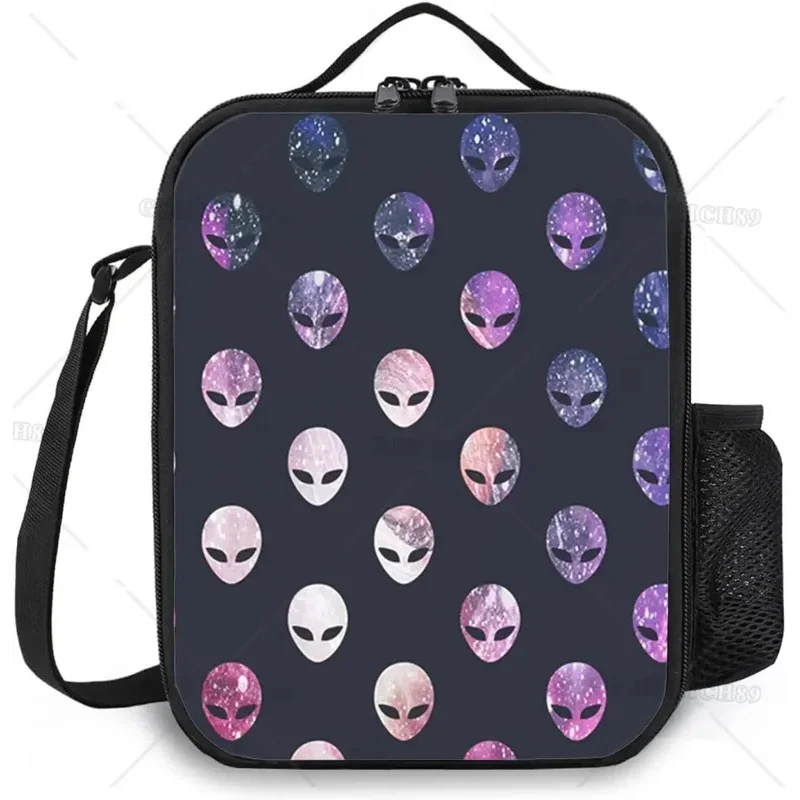 Horror House Lunch Bag Insulated Lunch Box,Ghost Shadow Alien,Durable Insulated Reusable Tote Bag Lunch Box for Men Women