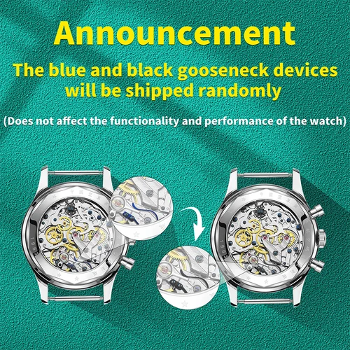 Imagen 2 del producto RED STAR 38mm 1963 cronógrafo mecánico reloj piloto con movimiento de gaviota ST1901 Air Force Aviation zafiro ganso 40mm