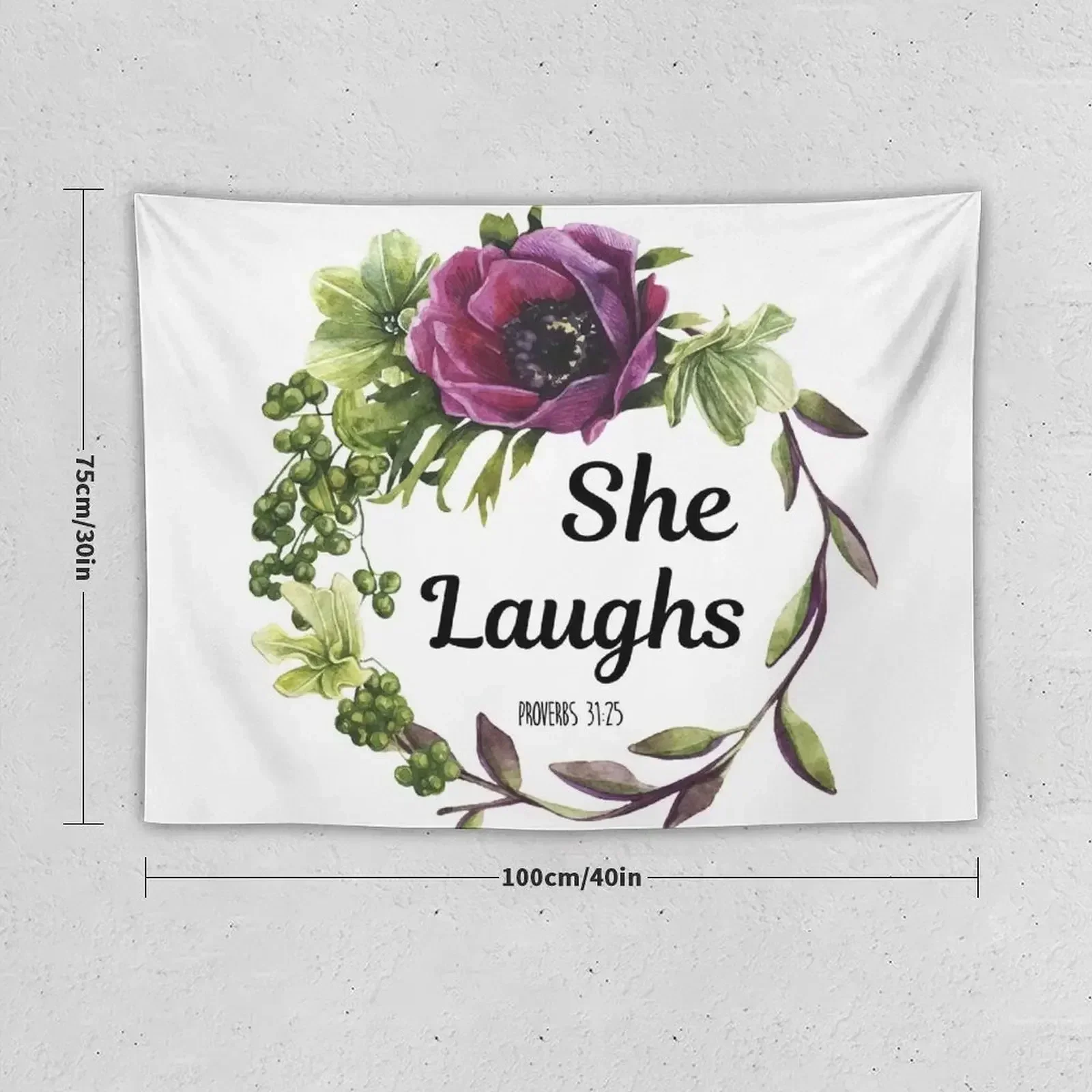 Christian Quote - She Laughs - Proverbs 31:25 Tapestry Bedroom Decorations Room Aesthetic Decor Bedroom Deco Tapestry