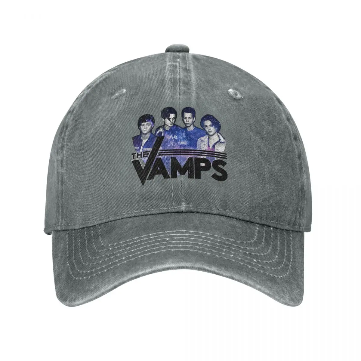 Pop The vamp Band topi bisbol klasik Denim Distressed, hiasan kepala tur gaya uniseks latihan luar ruangan topi lembut tidak terstruktur