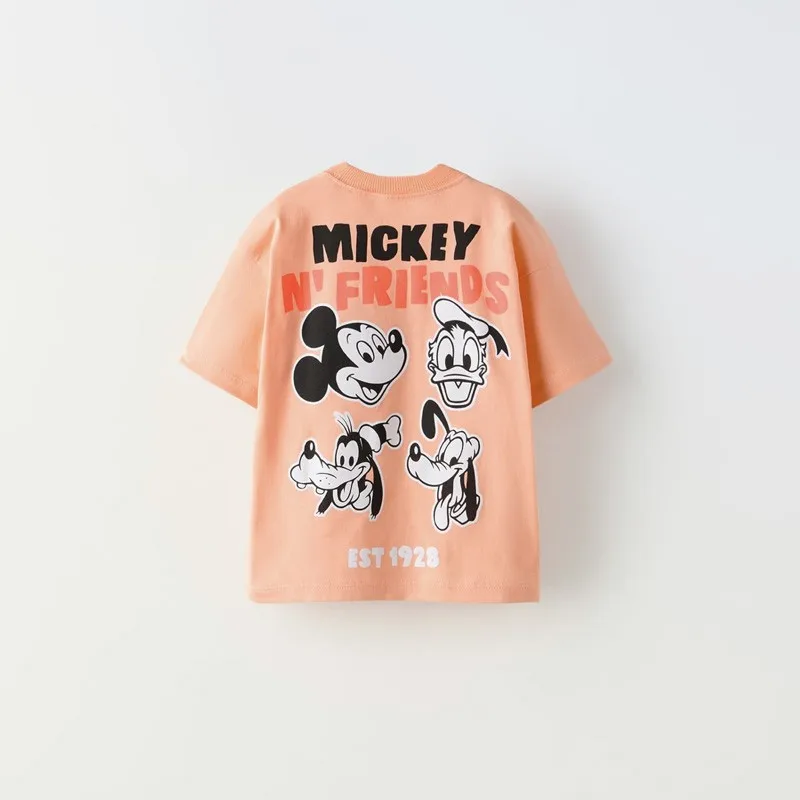 1-6Age Boys Cartoon Short-sleeved Tops Summer New Style Costume Girls Children Cotton Trendy Costume Donald Duck Print Tshirt