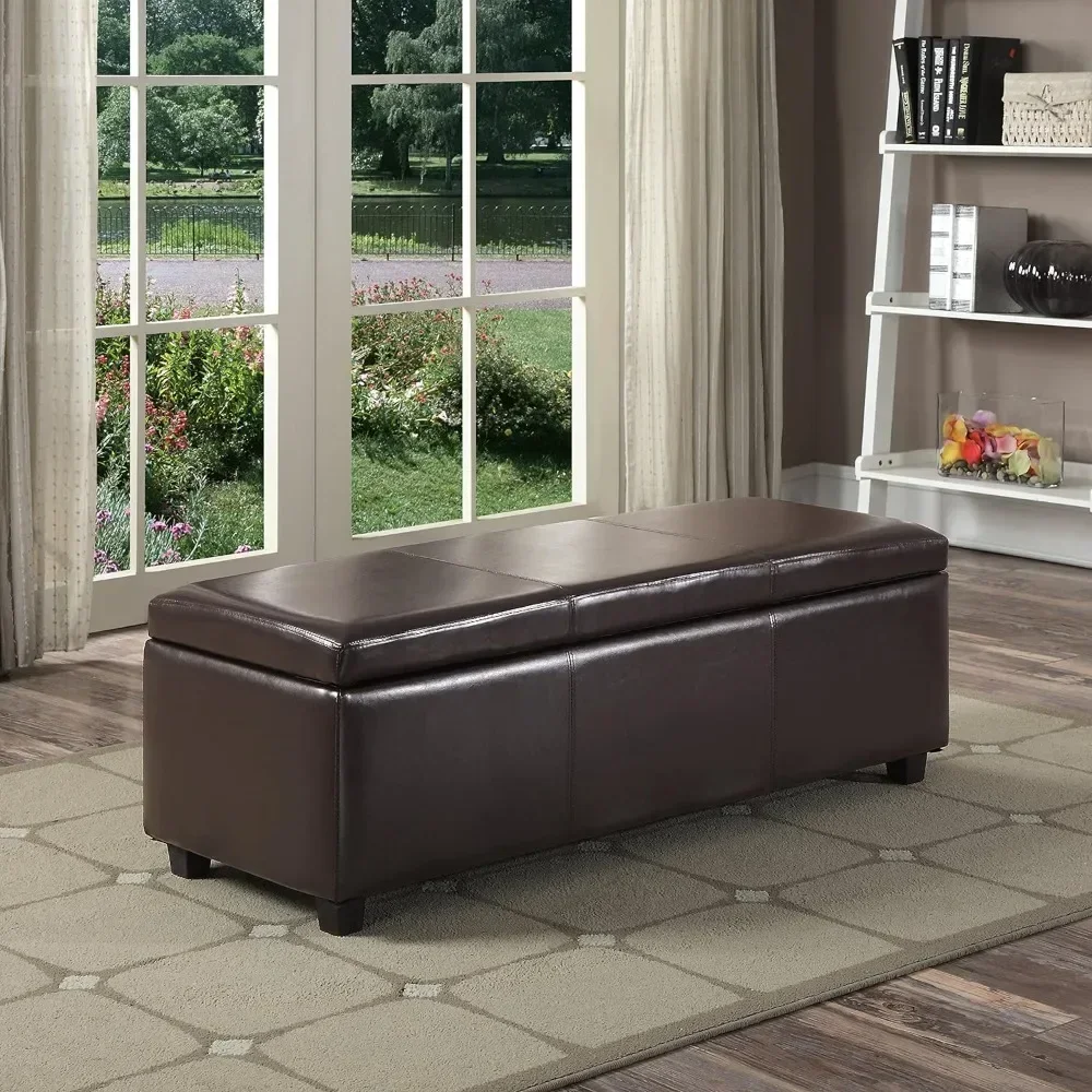 48 Inch Wide Contemporary Rectangle Storage Ottoman Bench in  For the Living Room, Freight free